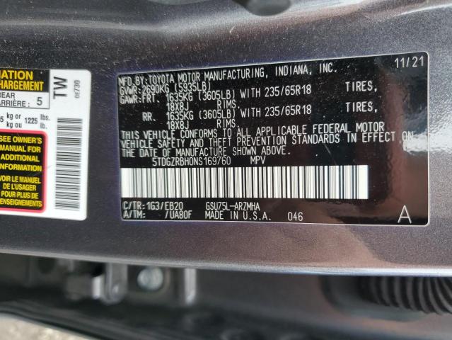 2022 TOYOTA HIGHLANDER 5TDGZRBH0NS169760