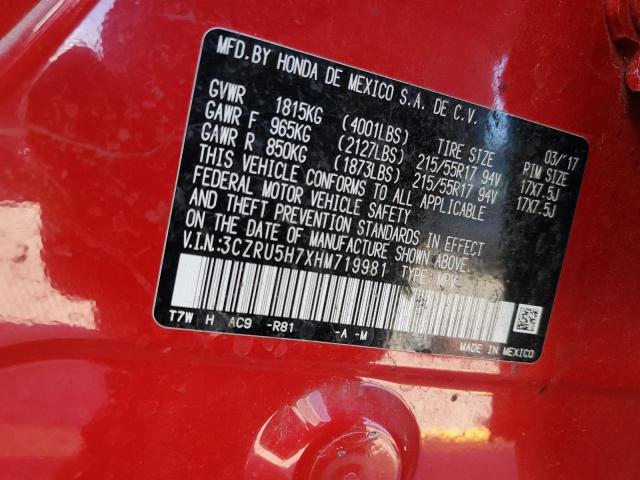 2017 HONDA HR-V EXL 3CZRU5H7XHM719981