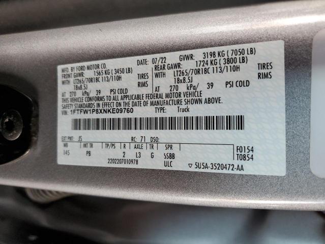 2022 FORD F150 POLIC 1FTFW1P8XNKE09760