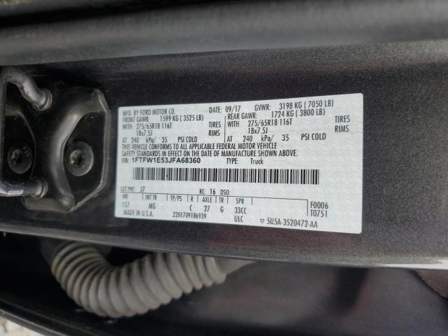 2018 FORD F150 SUPER 1FTFW1E53JFA68360