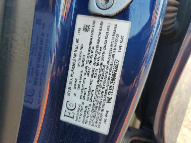 2021 TESLA MODEL 3 5YJ3E1EB0MF836672
