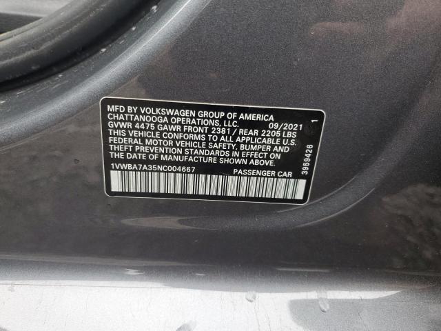 2022 VOLKSWAGEN PASSAT LIMITED EDITION 1VWBA7A35NC004667