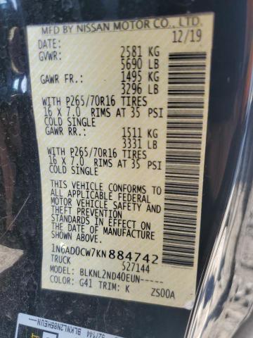 2019 NISSAN FRONTIER S - 1N6AD0CW7KN884742