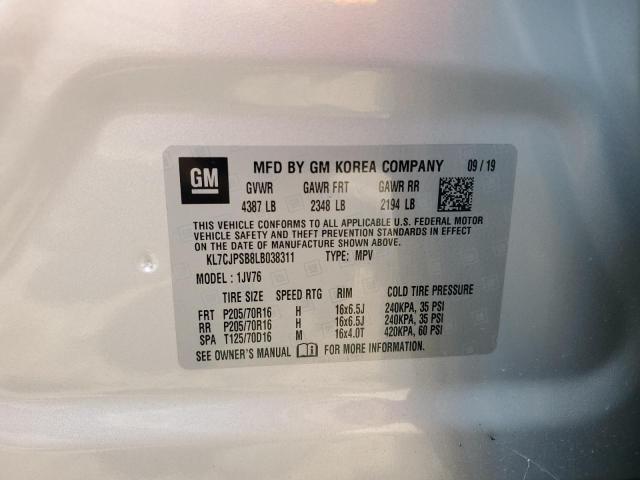 2020 CHEVROLET TRAX 1LT KL7CJPSB8LB038311