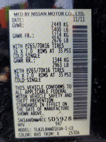 2012 NISSAN XTERRA OFF - 5N1AN0NW4CC505928