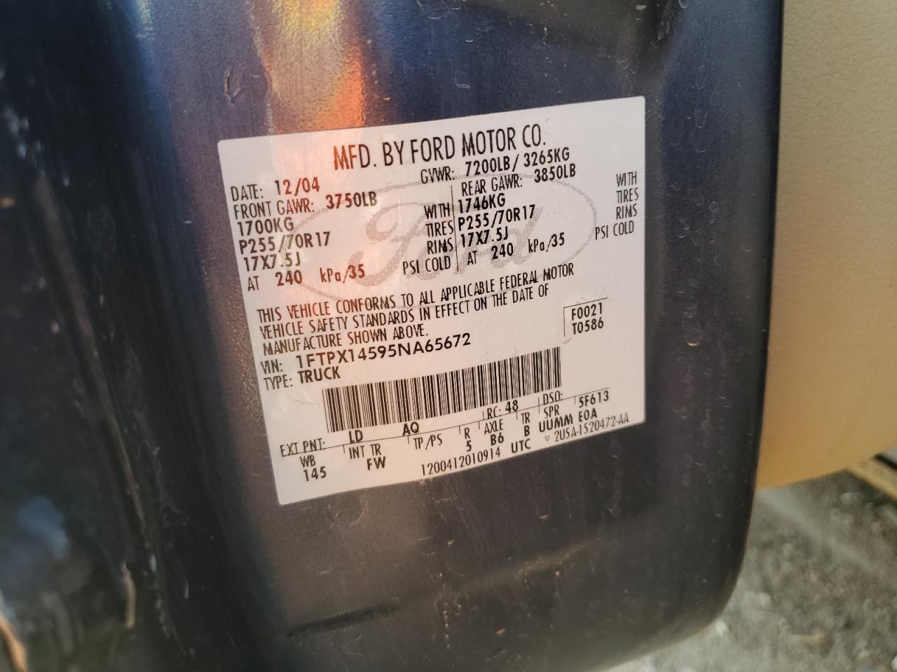 Lot #3235721879 2005 FORD F150