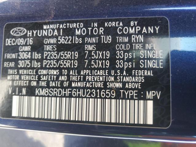 2017 HYUNDAI SANTA FE S - KM8SRDHF6HU231659