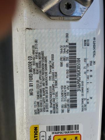 2016 FORD FUSION S 3FA6P0G70GR305104
