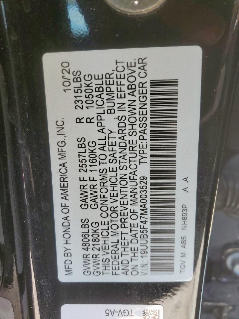 2021 ACURA TLX TECHNOLOGY 19UUB5F47MA003529