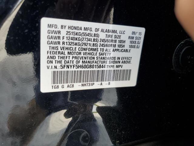 2016 HONDA PILOT EXL 5FNYF5H60GB015844