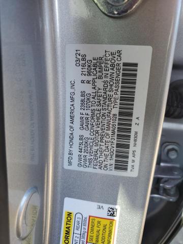 2021 HONDA ACCORD SPORT 1HGCV1F31MA051028