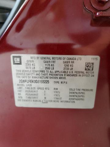 2016 CHEVROLET EQUINOX LT - 2GNFLFEK0G6193225