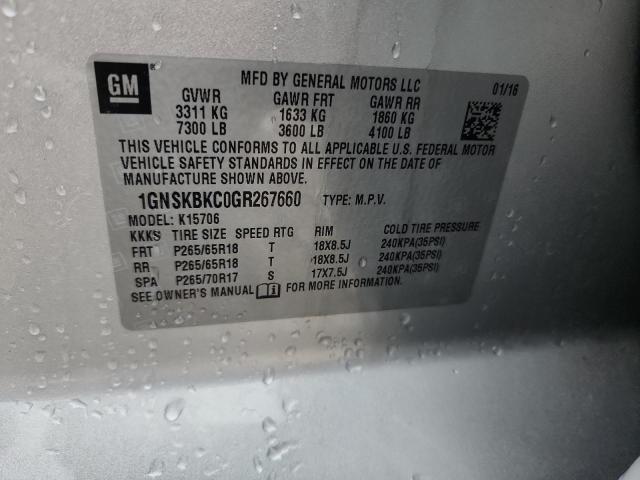 2016 CHEVROLET TAHOE K150 1GNSKBKC0GR267660