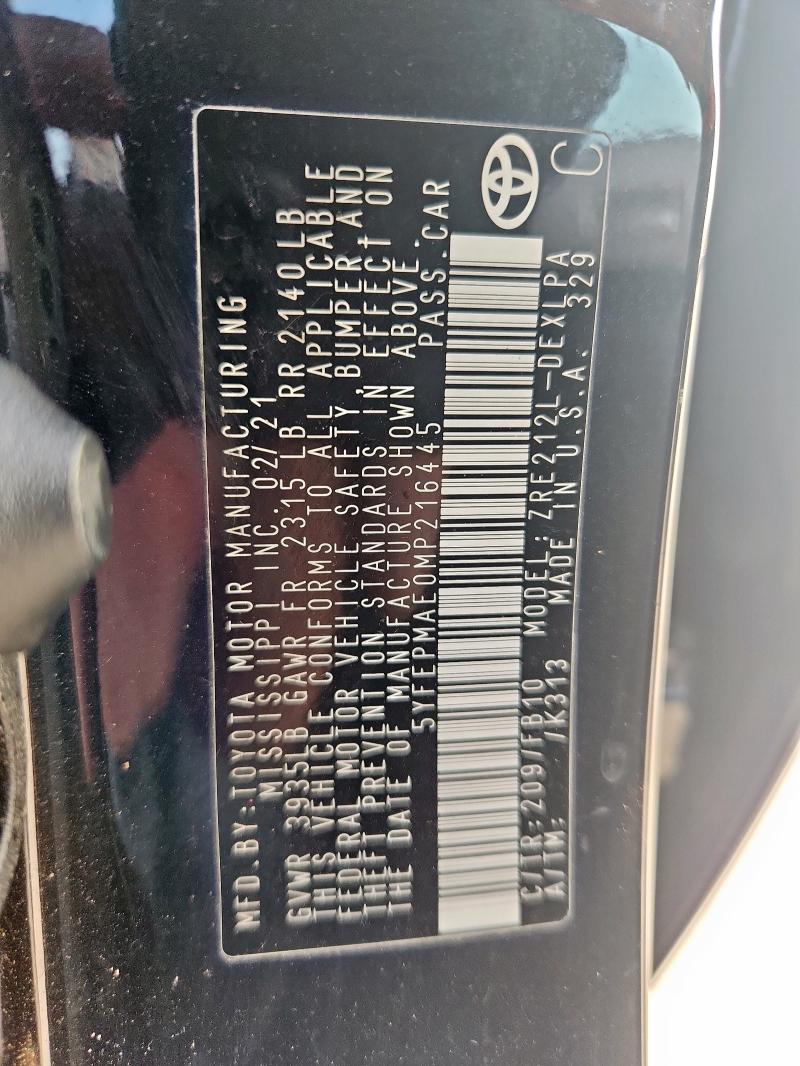 2021 TOYOTA COROLLA LE 5YFEPMAE0MP216445