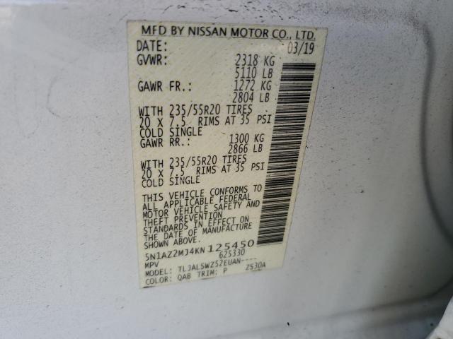 2019 NISSAN MURANO S 5N1AZ2MJ4KN125450