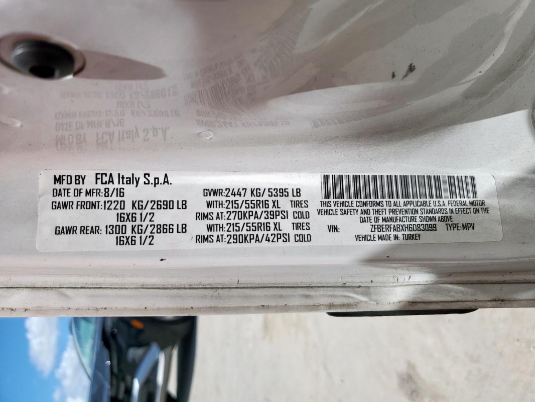 2017 RAM PROMASTER ZFBERFABXH6D83099