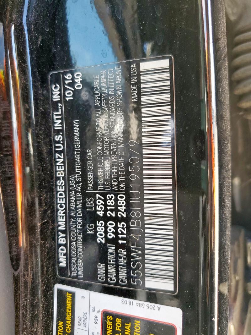 2017 MERCEDES-BENZ C 300 55SWF4JB8HU195079