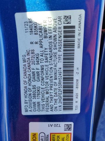 2024 HONDA CIVIC SPORT 2HGFE2F53RH524974