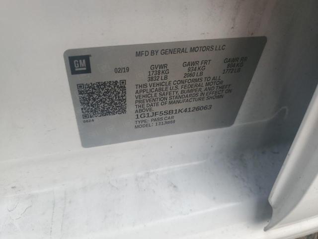 2019 CHEVROLET SONIC PREMIER 1G1JF5SB1K4126063