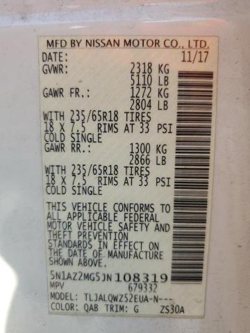2018 NISSAN MURANO S 5N1AZ2MG5JN108319