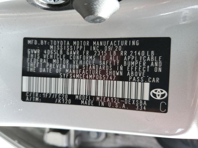 2021 TOYOTA COROLLA SE 5YFS4MCE4MP065747