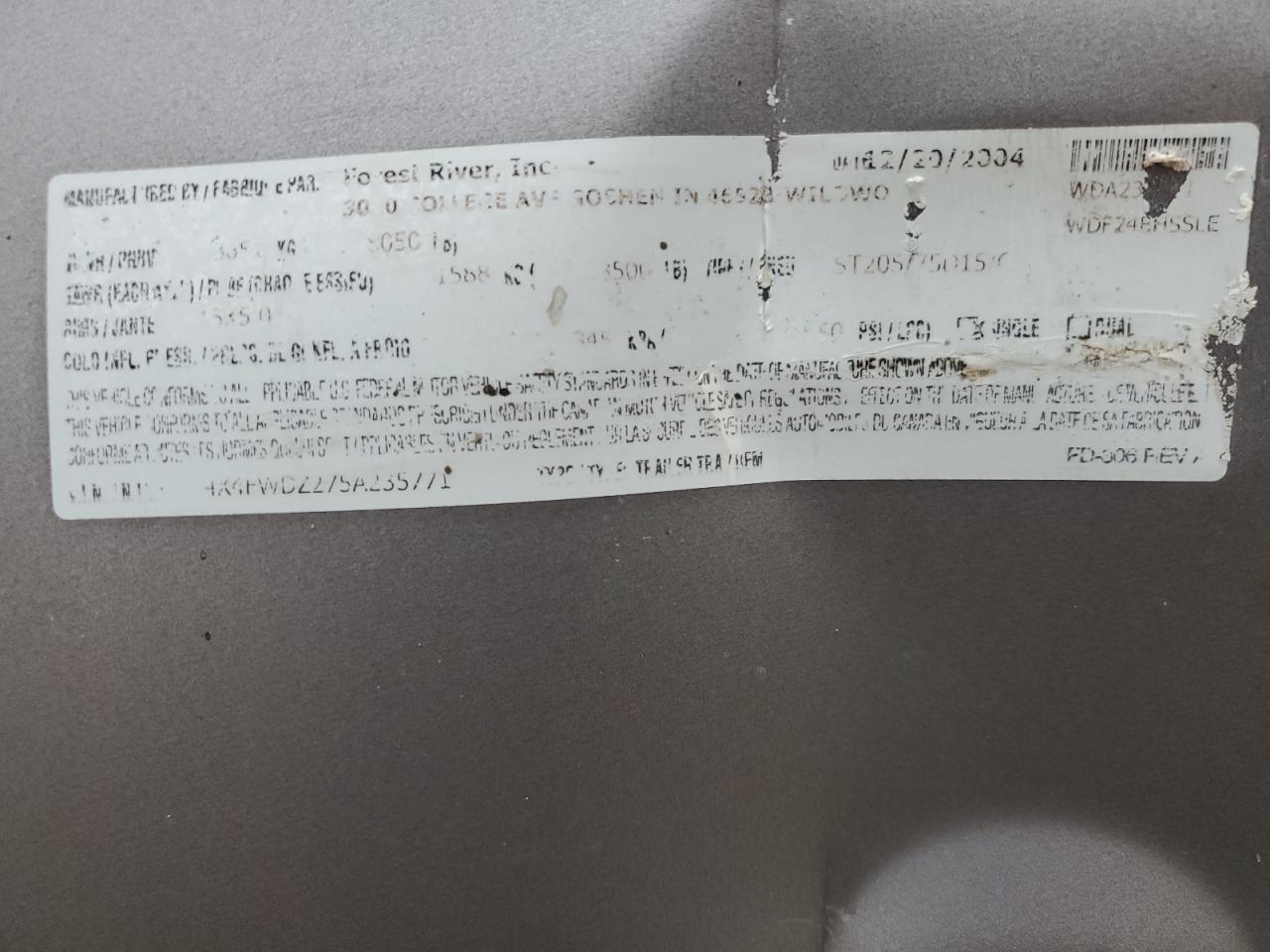 Lot #3247038764 2005 WILDCAT TRAILER