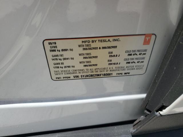 2019 TESLA MODEL X 5YJXCBE29KF180661