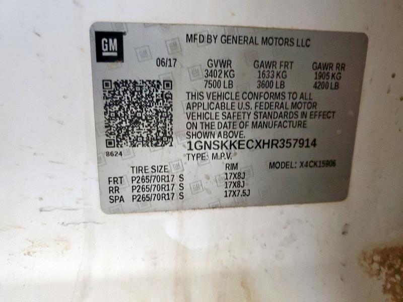 2017 CHEVROLET SUBURBAN K1500 1GNSKKECXHR357914