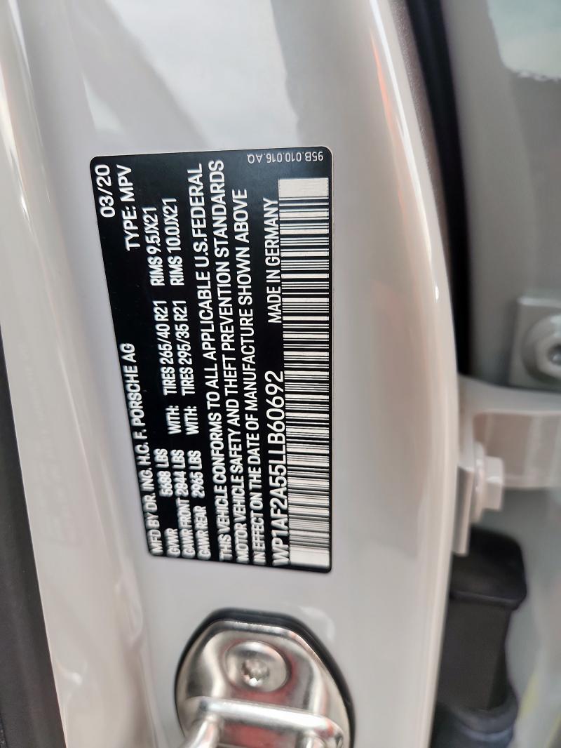 2020 PORSCHE MACAN TURB WP1AF2A55LLB60692