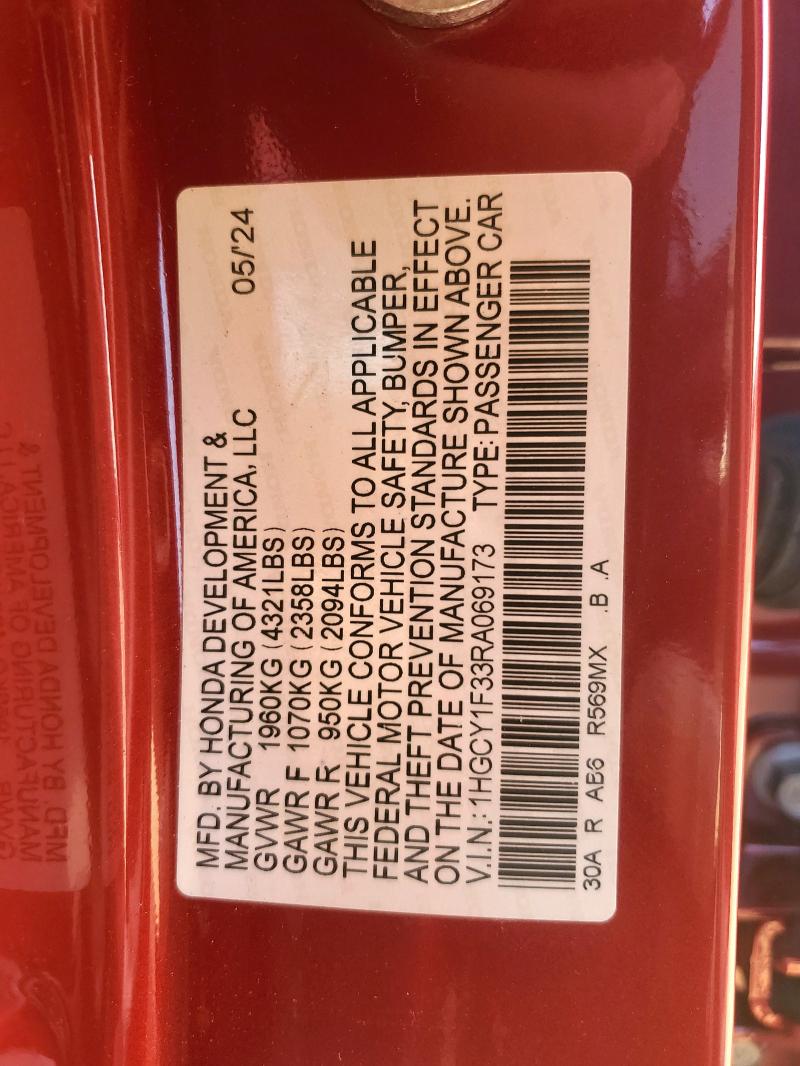 2024 HONDA ACCORD EX - 1HGCY1F33RA069173