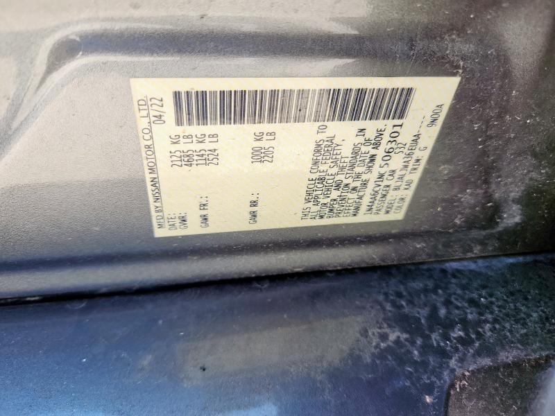 2022 NISSAN MAXIMA SV 1N4AA6CV1NC506301