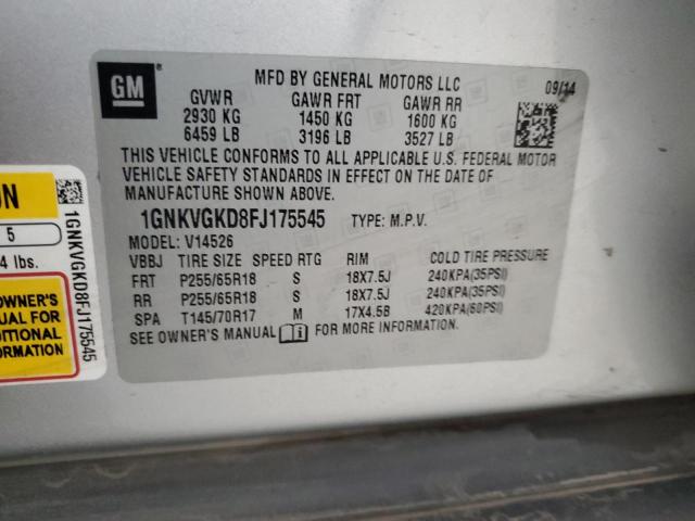 2015 CHEVROLET TRAVERSE L 1GNKVGKD8FJ175545