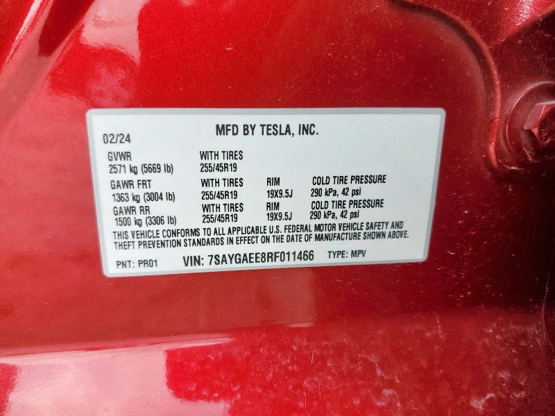 2024 TESLA MODEL Y 7SAYGAEE8RF011466
