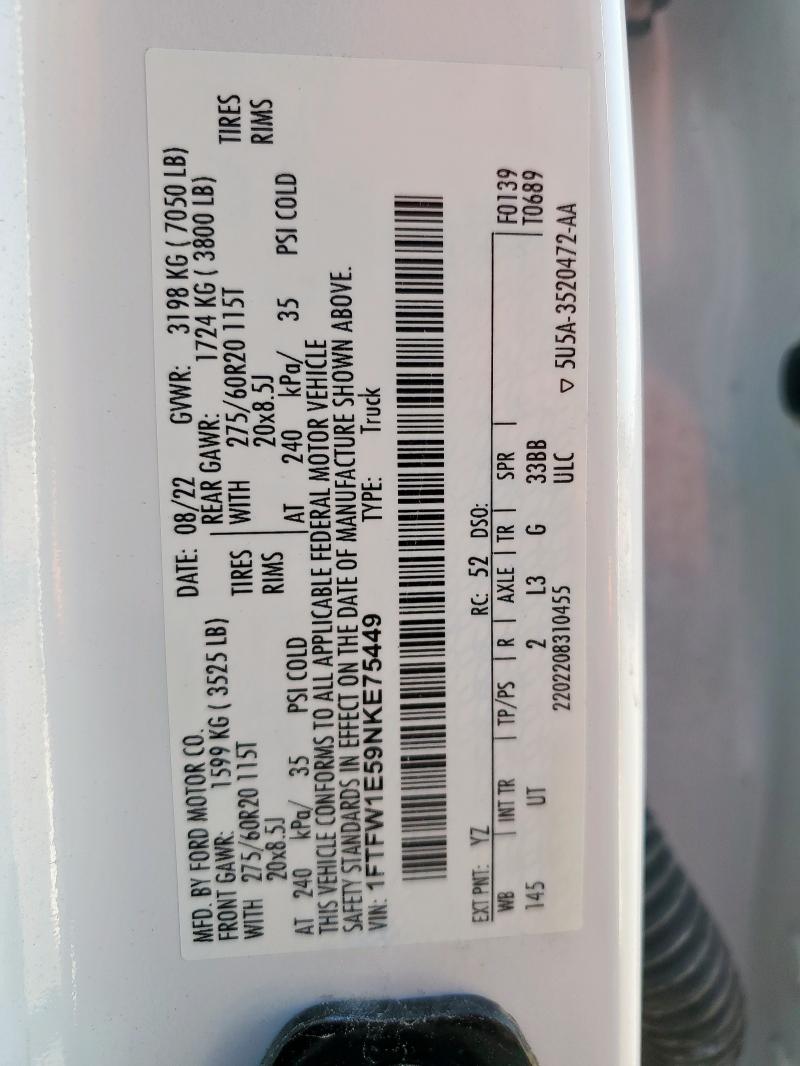 2022 FORD F150 SUPER #3246136091