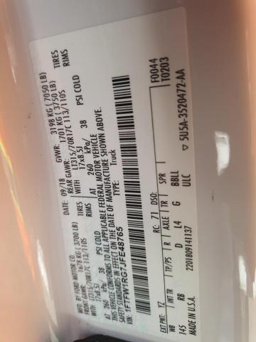 2018 FORD F150 RAPTO 1FTFW1RG7JFE48765