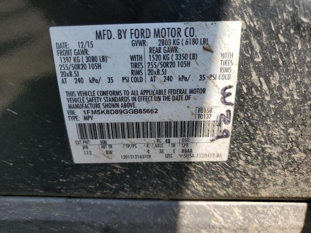 2016 FORD EXPLORER XLT 1FM5K8D89GGB85662