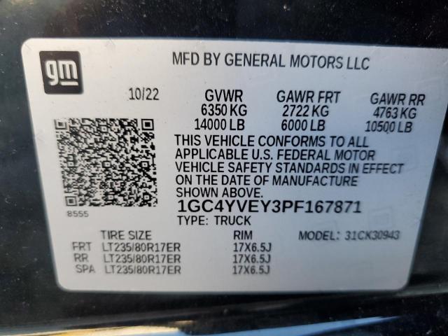 2023 CHEVROLET SILVERADO 1GC4YVEY3PF167871