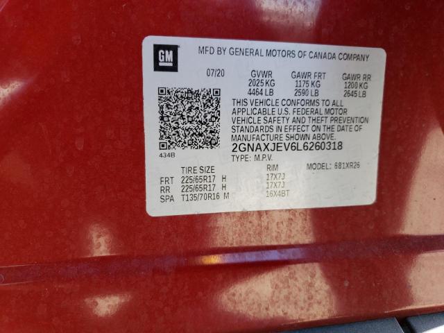 2020 CHEVROLET EQUINOX LT - 2GNAXJEV6L6260318