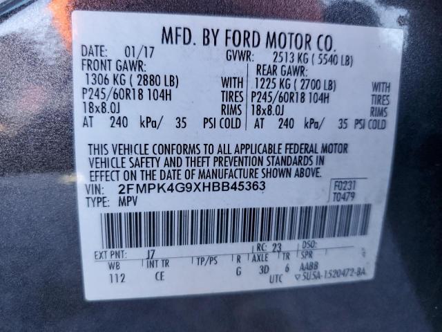 2017 FORD EDGE SE 2FMPK4G9XHBB45363