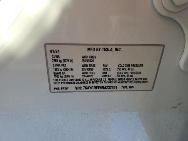 2024 TESLA MODEL Y 7SAYGDEE6RA232661