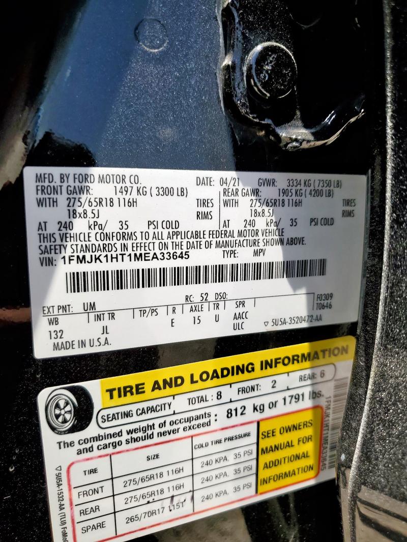 2021 FORD EXPEDITION 1FMJK1HT1MEA33645