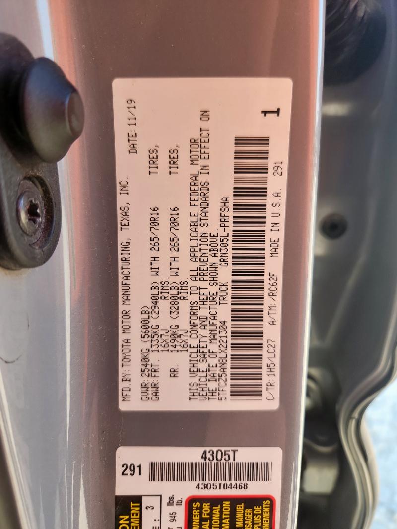 2020 TOYOTA TACOMA DOU 5TFCZ5AN8LX221304