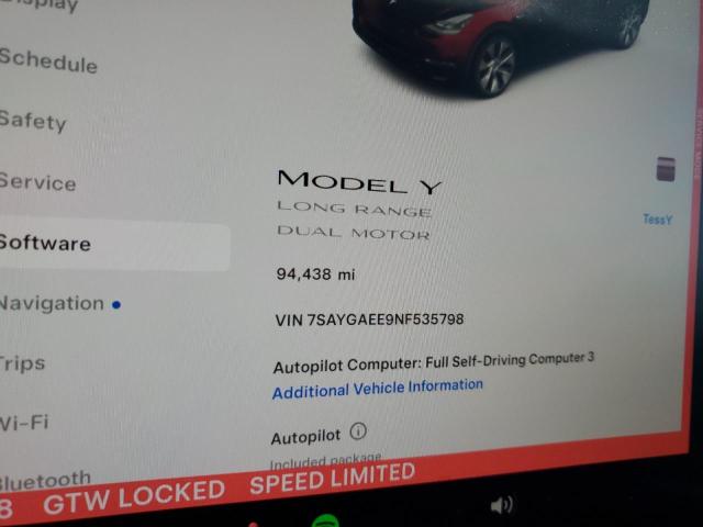 2022 TESLA MODEL Y 7SAYGAEE9NF535798