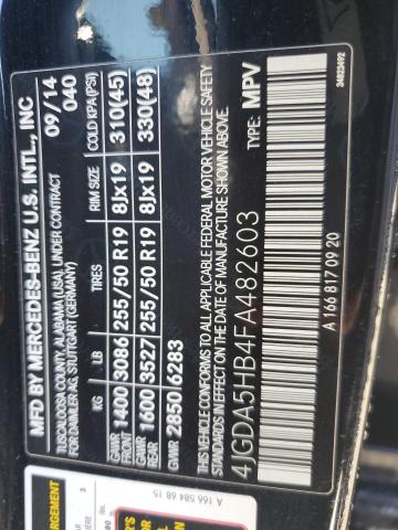 2015 MERCEDES-BENZ ML 350 4MA 4JGDA5HB4FA482603