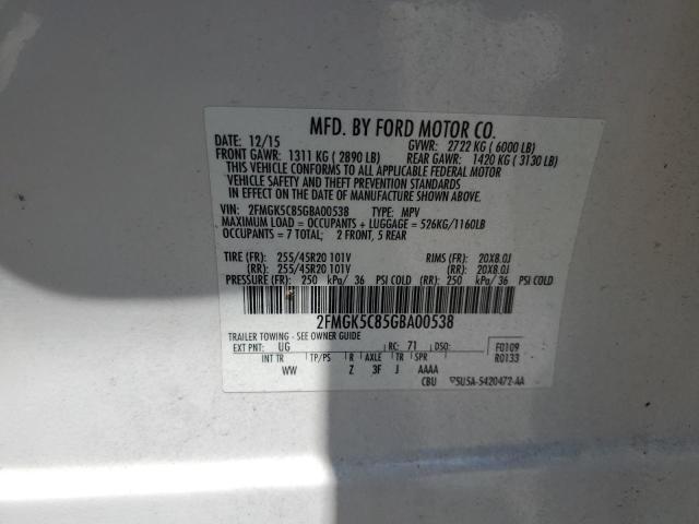 2016 FORD FLEX SEL 2FMGK5C85GBA00538
