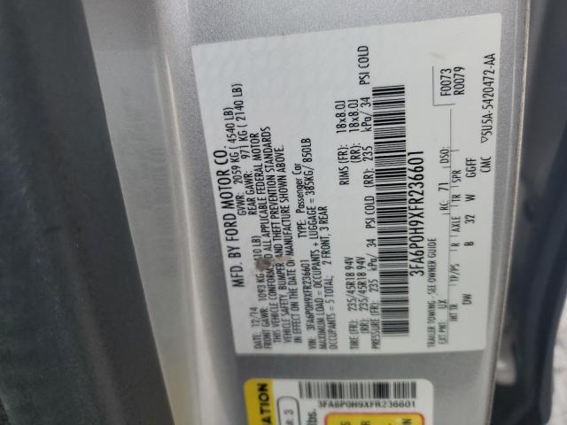 2015 FORD FUSION SE 3FA6P0H9XFR236601