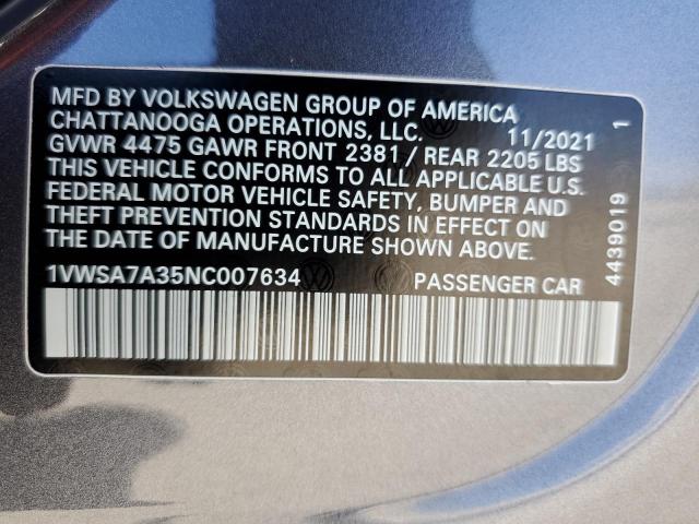 2022 VOLKSWAGEN PASSAT SE 1VWSA7A35NC007634