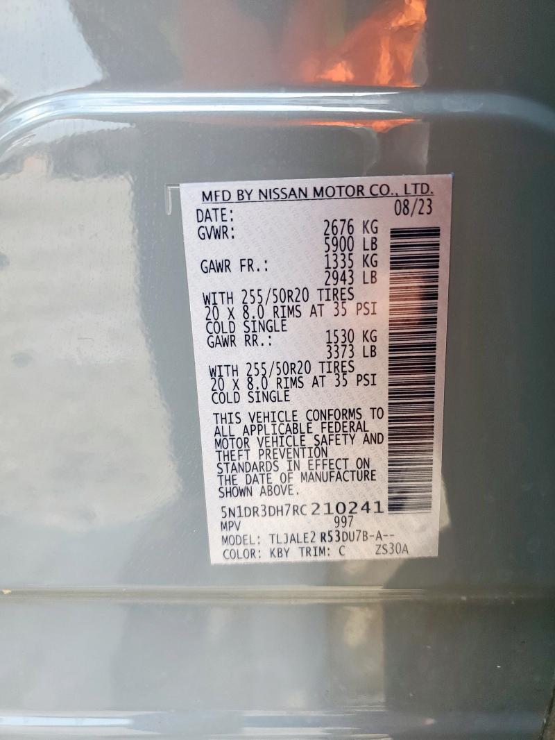 2024 NISSAN PATHFINDER PLATINUM 5N1DR3DH7RC210241