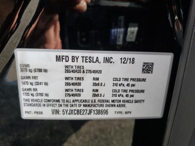 2018 TESLA MODEL X 5YJXCBE27JF138696