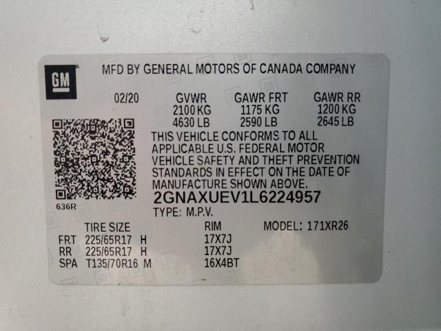 2020 CHEVROLET EQUINOX LT 2GNAXUEV1L6224957
